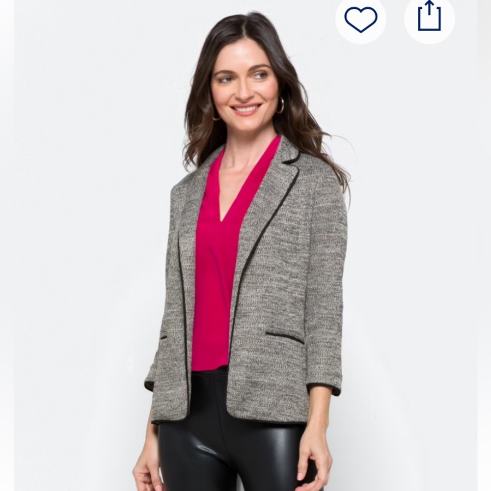 Alanna Textured Knit Blazer - Size: Small, Color: Grey